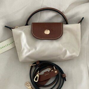 Longchamp Le Pliage Whirte Mini Canvas Tote Zipper Closure